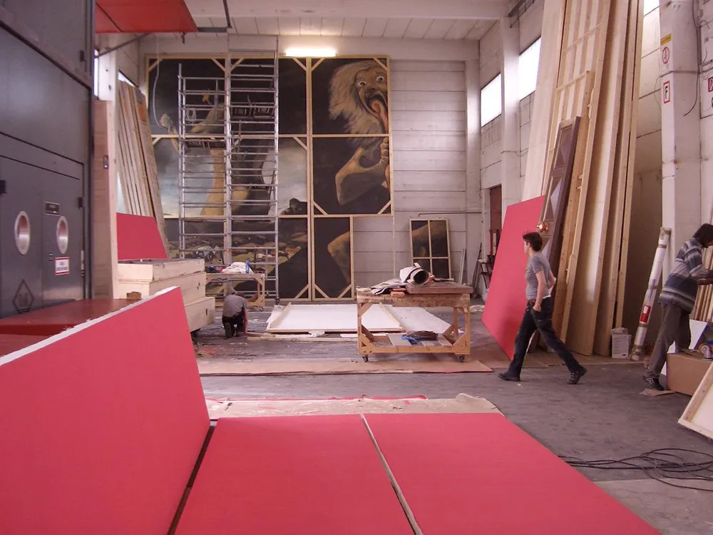 Werkstatt: Kulissenteile in Arbeit